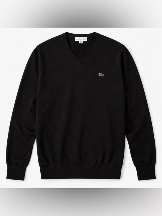Lacoste Other - Lacoste Men’s Regular-Fit Black V-Neck Sweater 100% Cotton Classic Logo Medium
